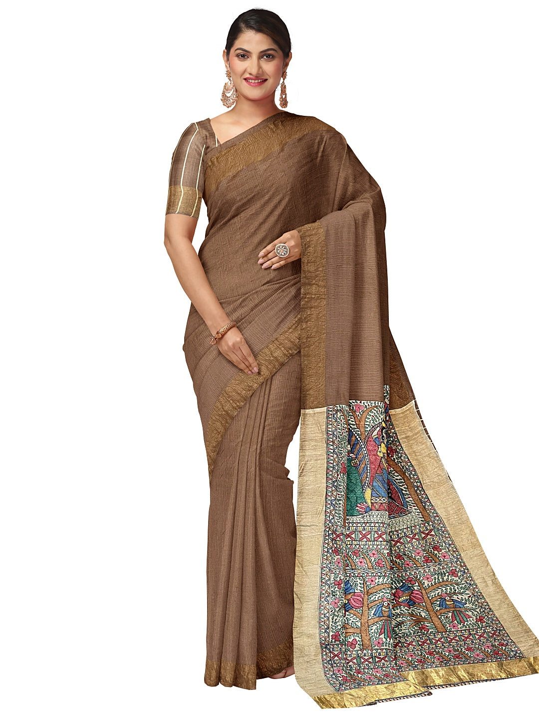 Hand-painted Raas-Leela Madhubani Saree